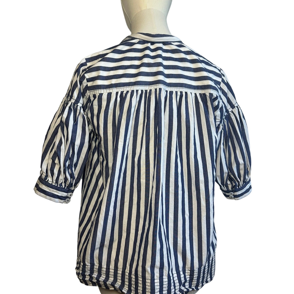 Anthropologie Blue White Striped Dolman Sleeve Top XS Cotton Casual Chic Boho