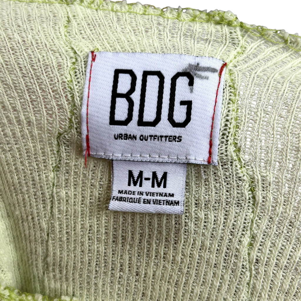 BDG M Green Top Surged Red Topstitch Y2K Casual Monochrome Grunge Streetwear