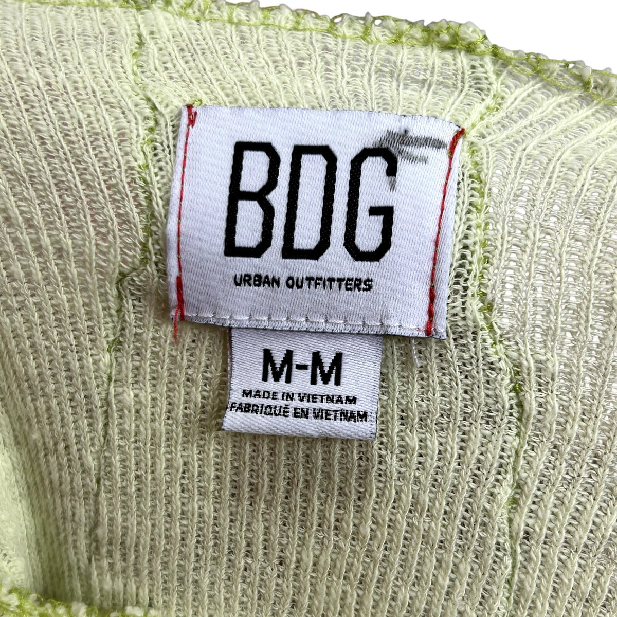 BDG M Green Top Surged Red Topstitch Y2K Casual Monochrome Grunge Streetwear
