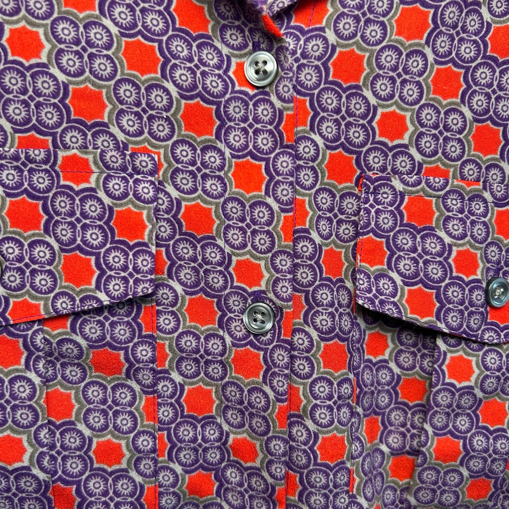 Ann Taylor Purple Red Geometric S Sleeveless Button Down Top Casual Preppy Retro