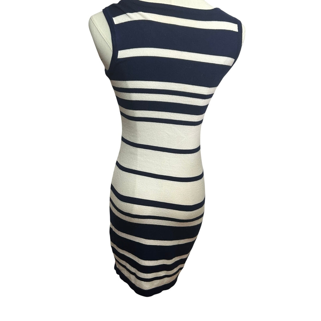 Two-O-Two Co Ltd Striped Knit Bodycon Dress Navy White Small