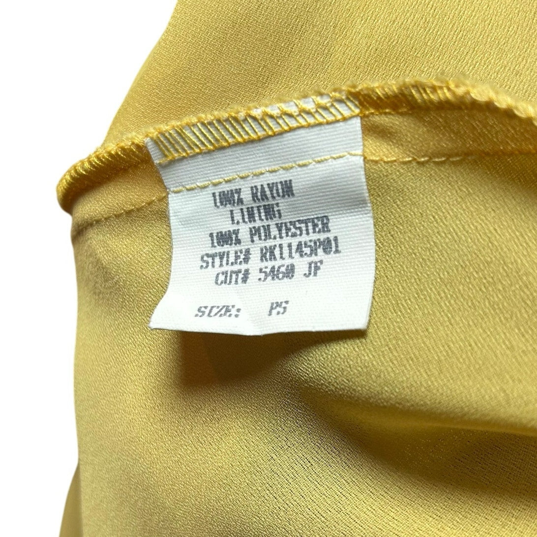 Lily Petite Small Floral Handkerchief Hem 90s Y2K Yellow Rayon Midi Dress P/S
