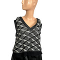 Anthropologie HWR Black White Zip Back Cotton L Sweater Vest Dark Academia Chic