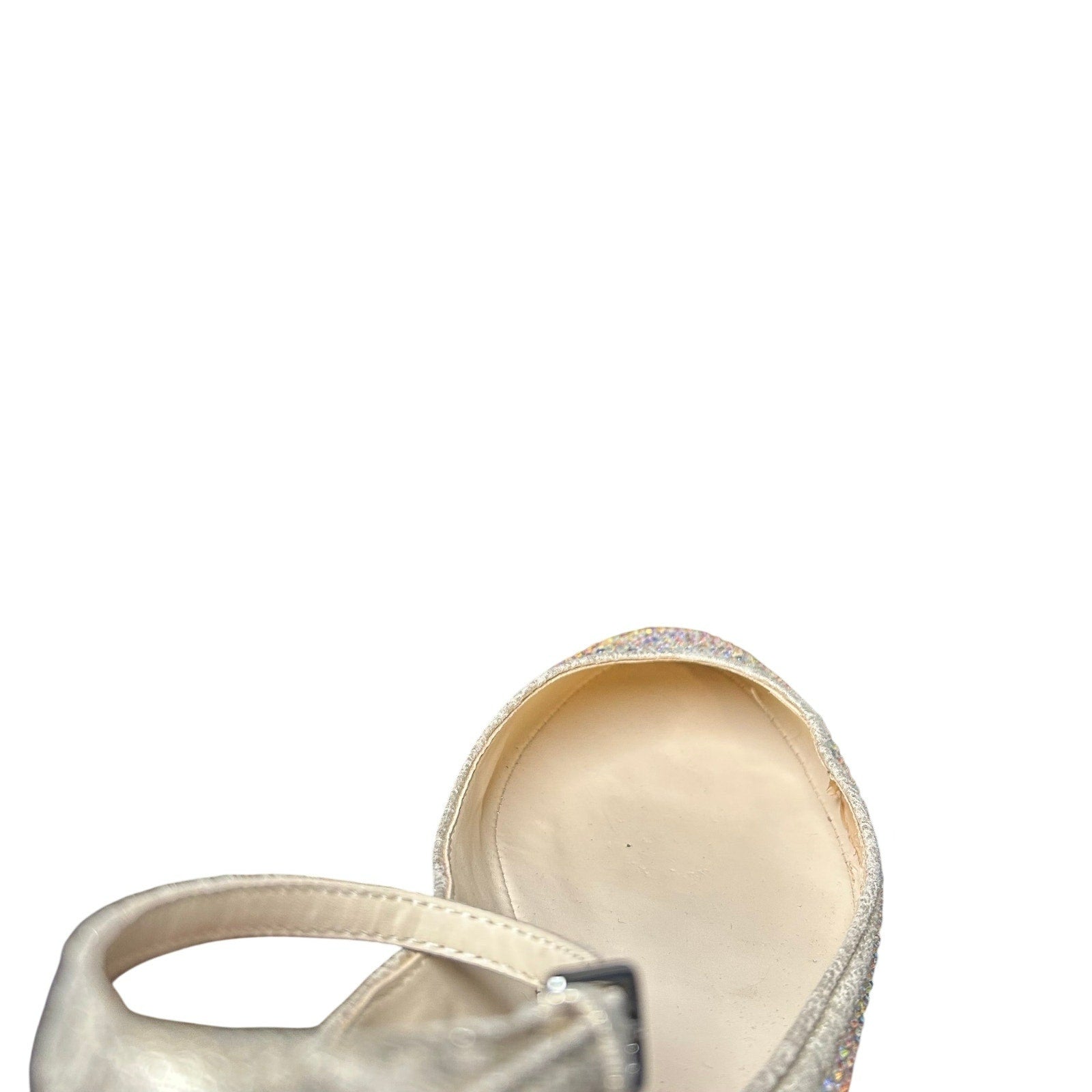 Betsey Johnson Cream Rhinestone Flats Glitter Coquette 8.5 Bridal Whimsigoth
