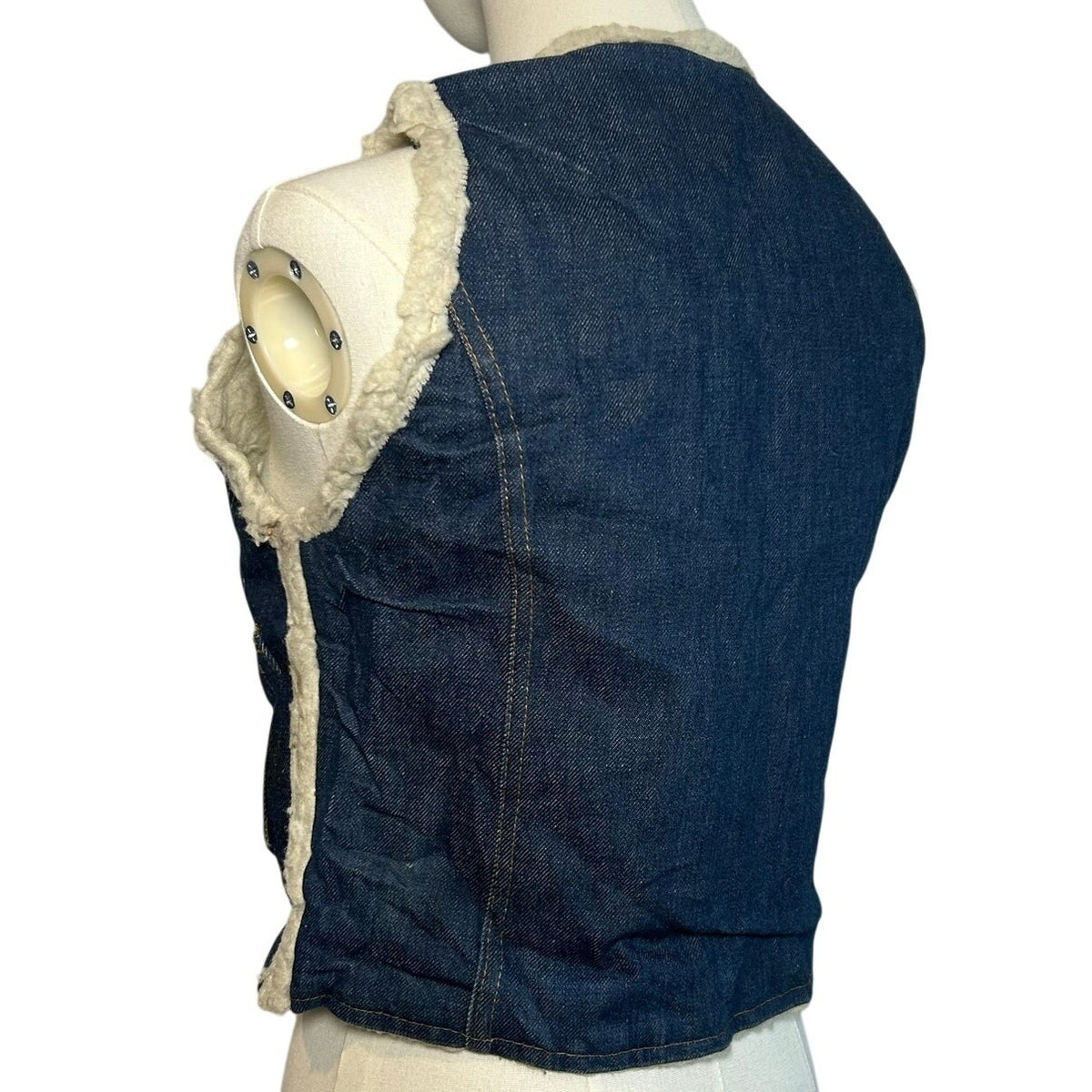 VTG 70s Nelson Denim Sherpa Vest Western Ranchcore Medium Workwear Biker Retro