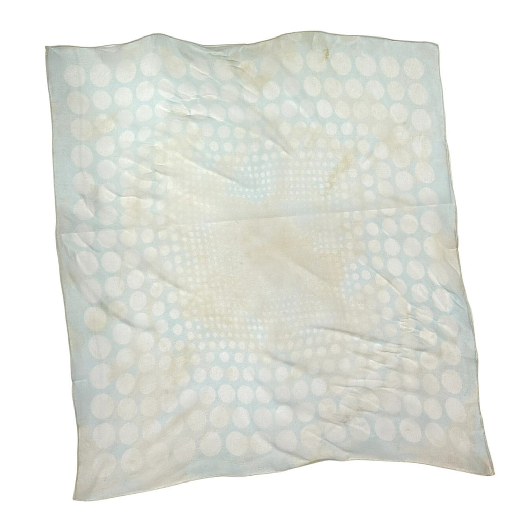 VTG 70s Cream Green Scarf Square Polka Dot Print Coquette Retro Twee Cottage