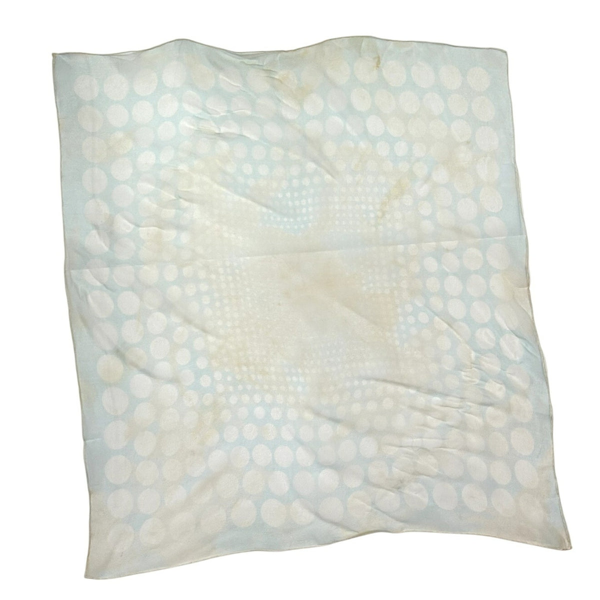 VTG 70s Cream Green Scarf Square Polka Dot Print Coquette Retro Twee Cottage