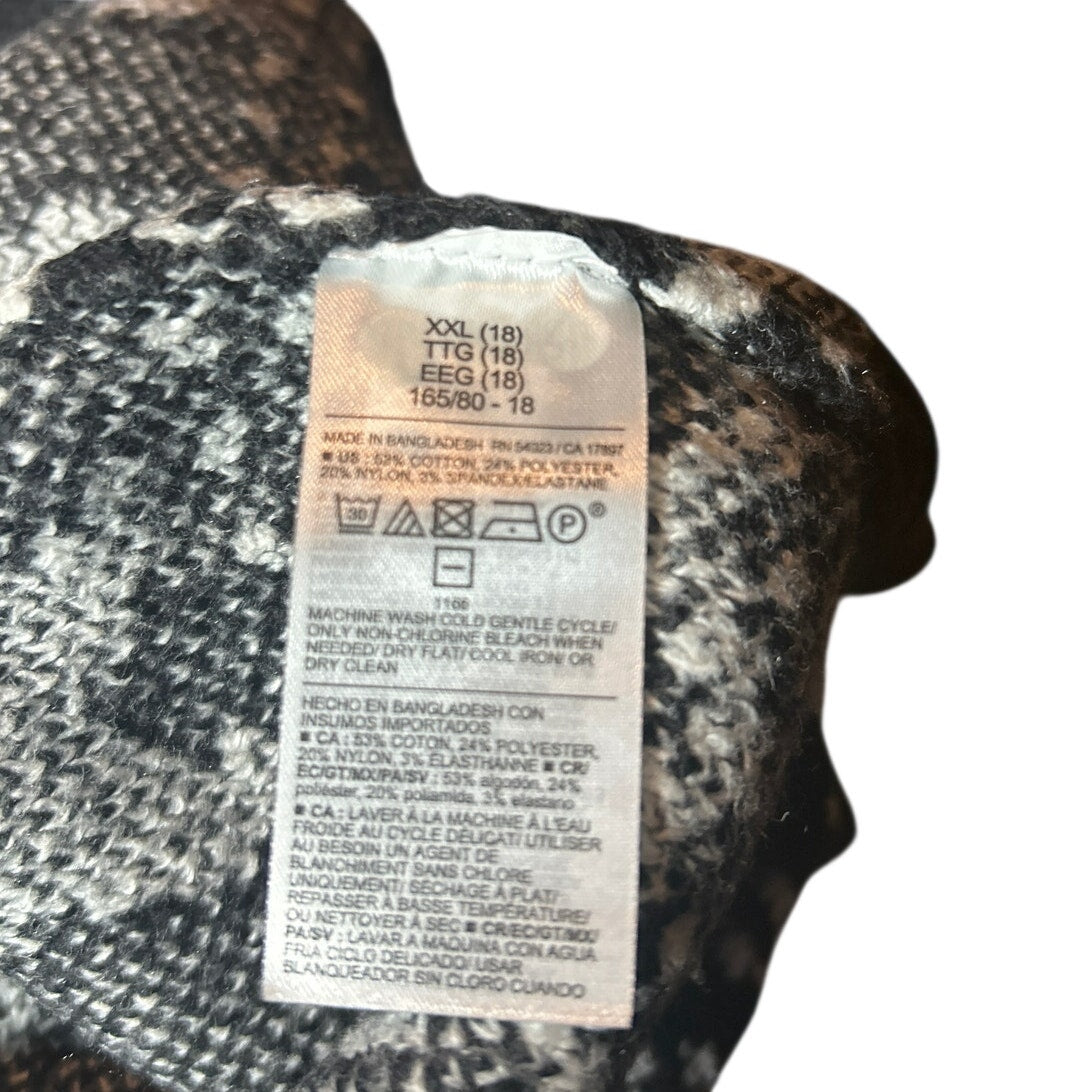NWT Old Navy Boys Oversized Fair Isle Knit Sweater Bear Pattern Black White XXL