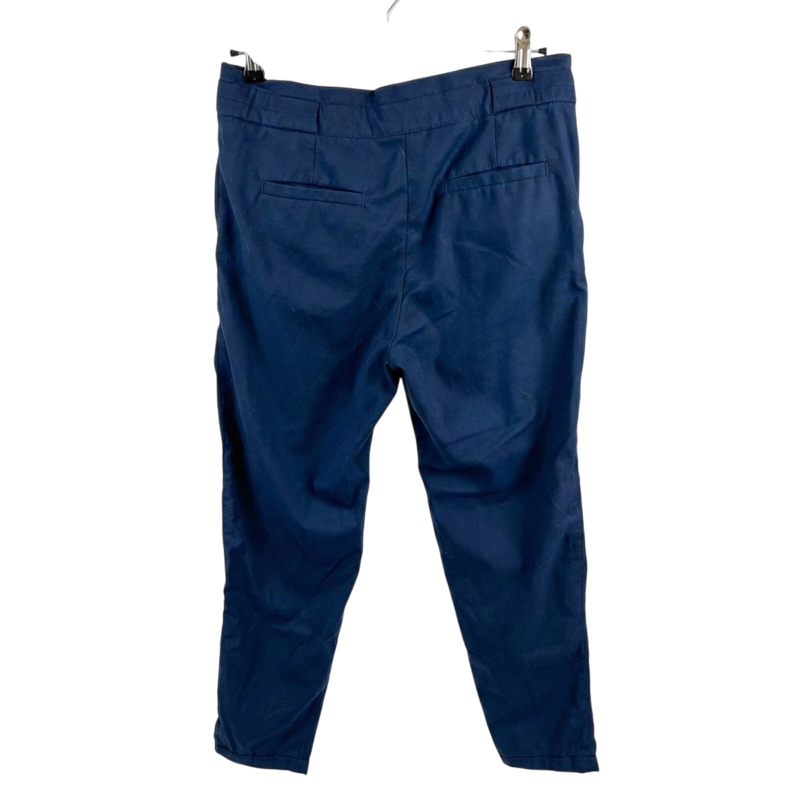 H&M Navy Blue High Waisted Pleated Cropped Ankle Pants Size 8 Career Minimalist