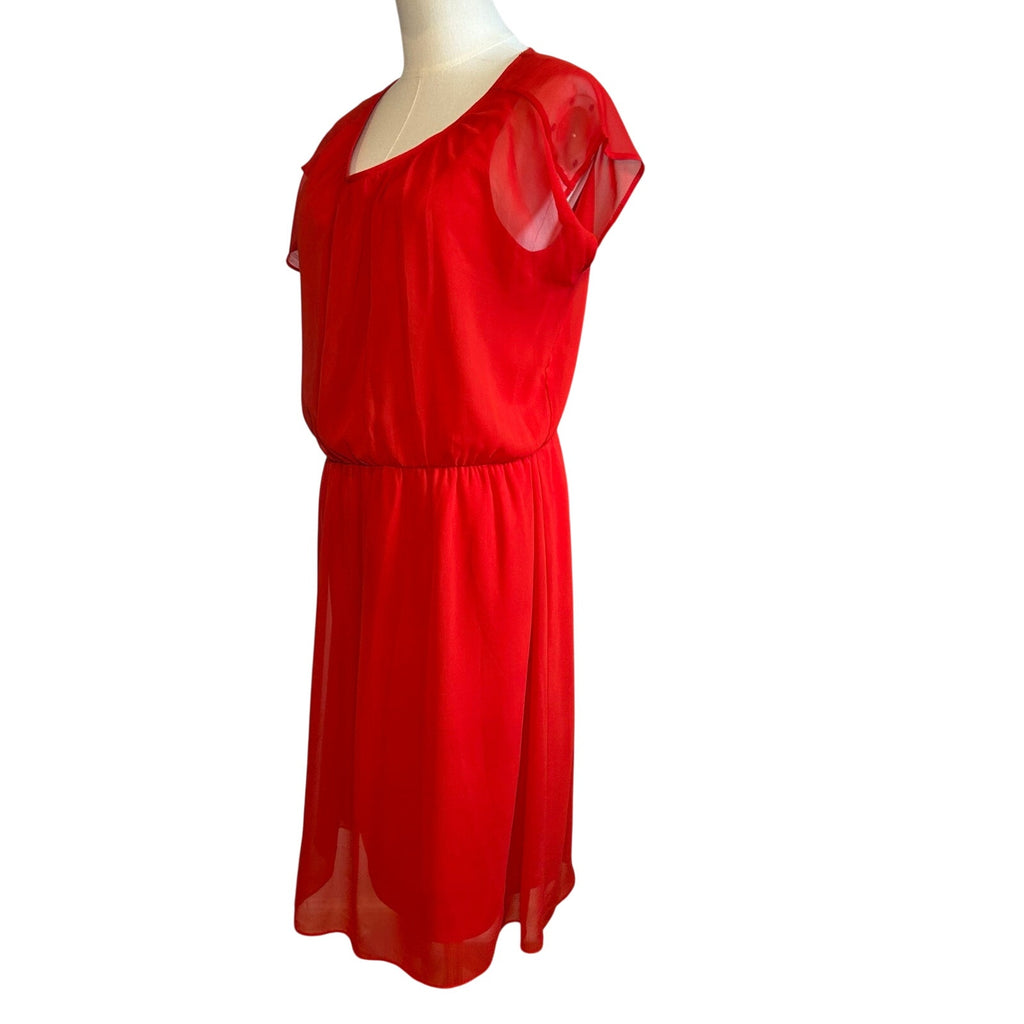 I.N. Studio Red Knee Lenght Midi 14 Dress Minimalist Preppy Glam Coquette Casual