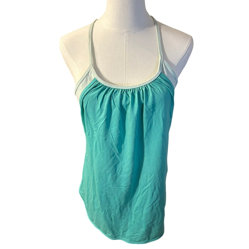 Lululemon No Limit Tank Teal Mint Green Size 4 Built In Bra 2-in-1 Clean Girl