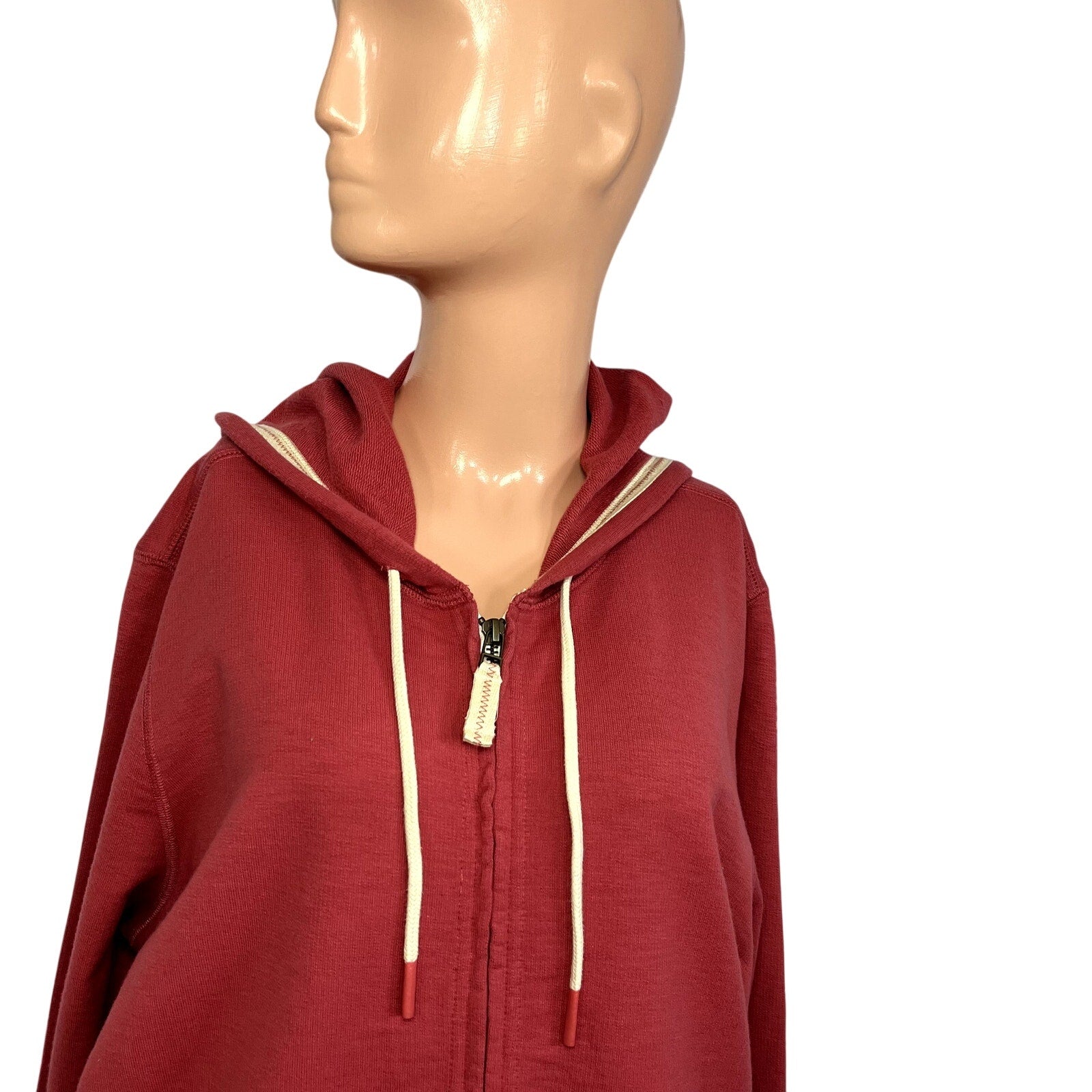 NWT L.L. Bean Garnet Rose Organic Cotton Full Zip Hoodie XL Gorpcore Casual