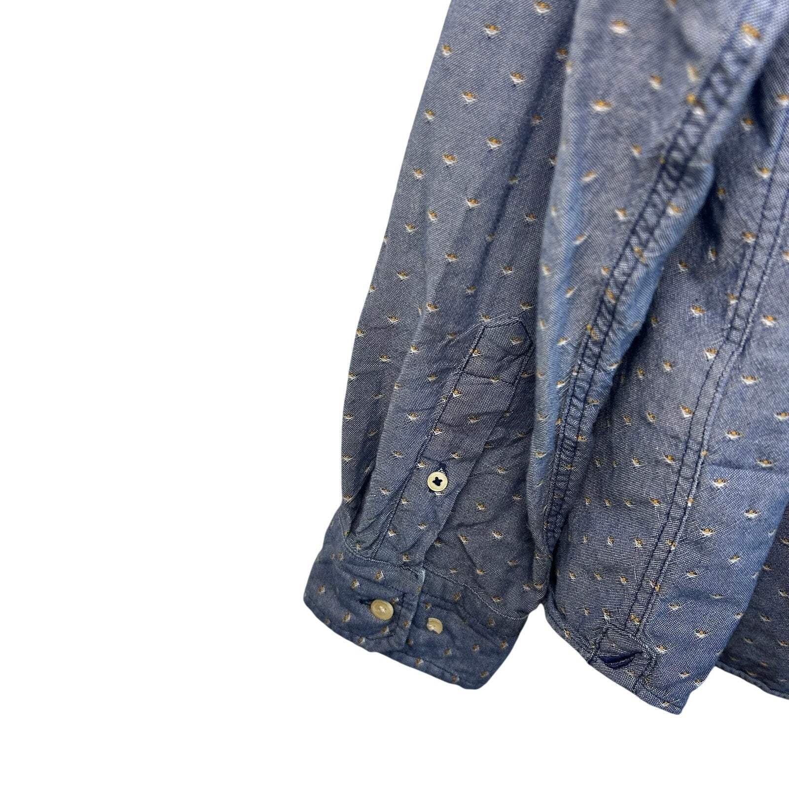 Nautica Mens L Large Slim Fit Blue Dobby Weave Long Sleeve Shirt Preppy Casual