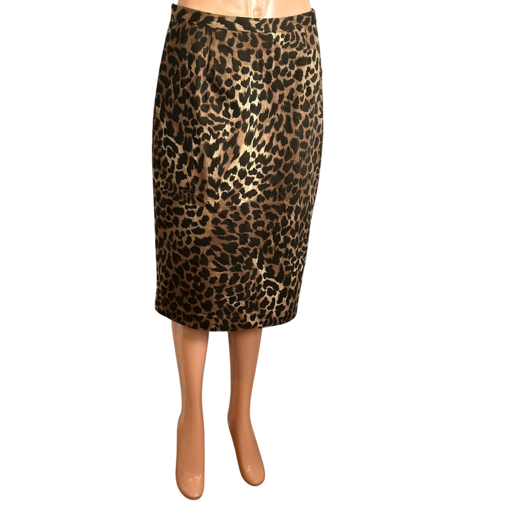 Michael Kors Animal Print Cotton Midi Pencil Skirt 8 Mob Wife Office Siren Chic
