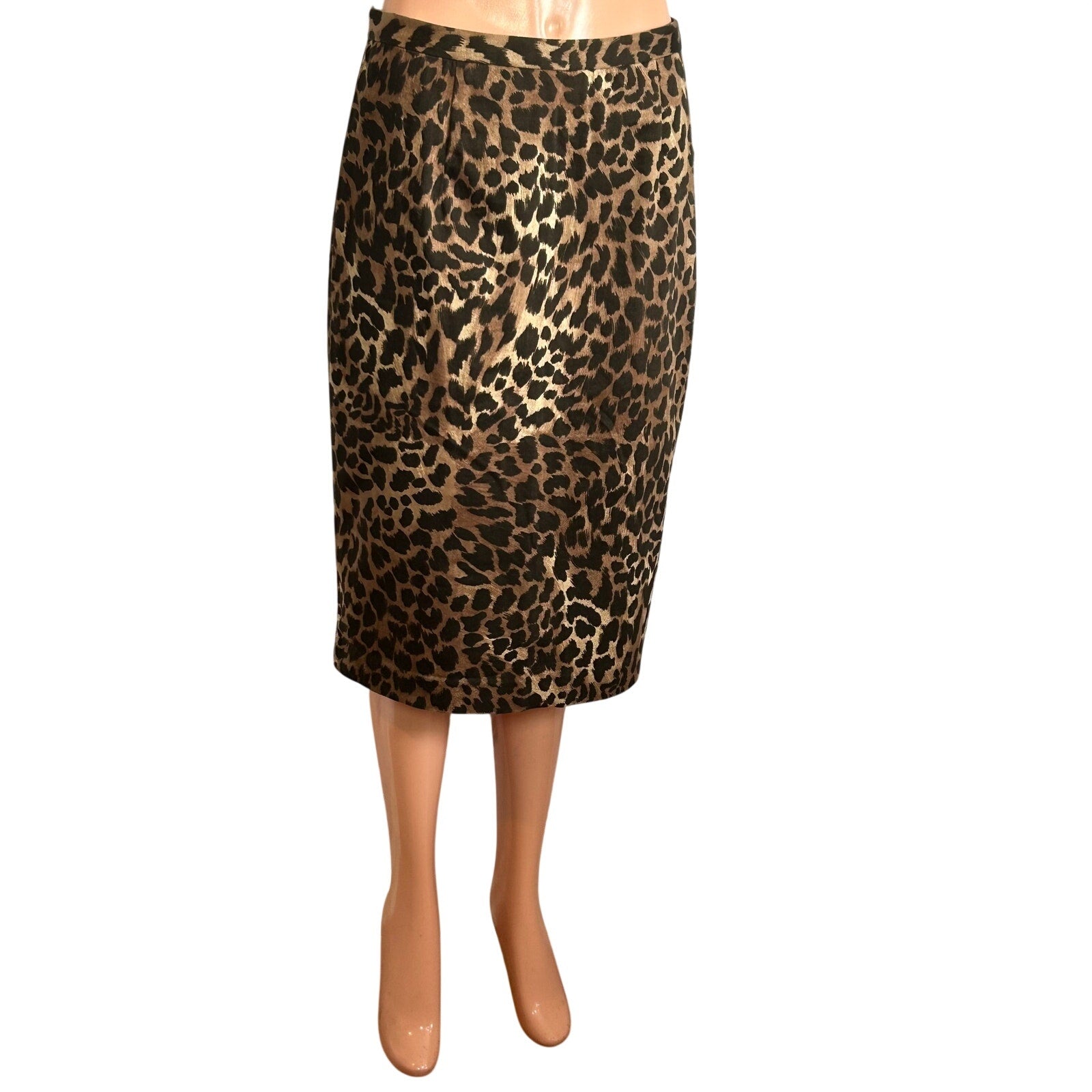 Michael Kors Animal Print Cotton Midi Pencil Skirt 8 Mob Wife Office Siren Chic