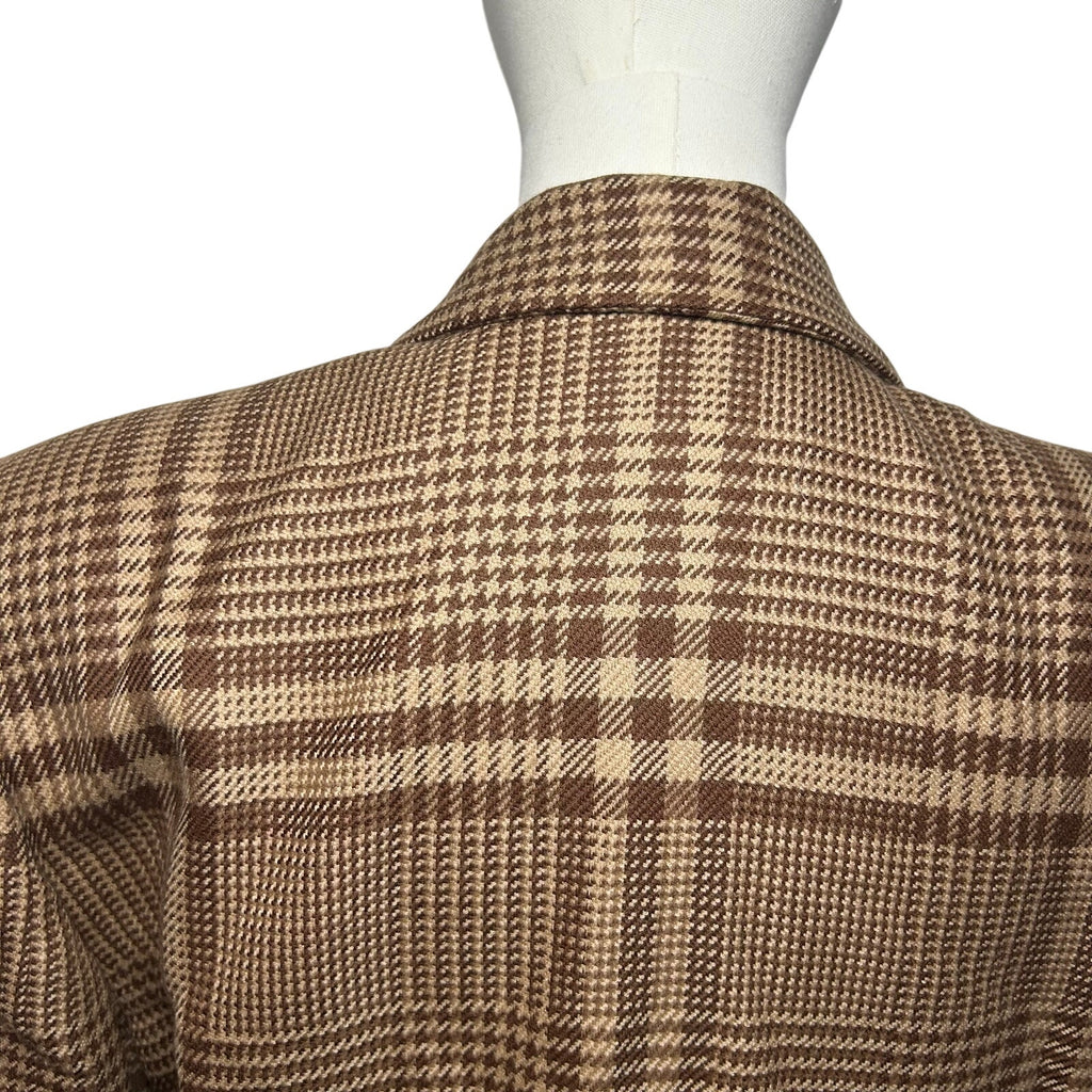 VTG 70s Liz Claiborne Wool Brown Plaid Blazer L Preppy Grunge Dark Academia