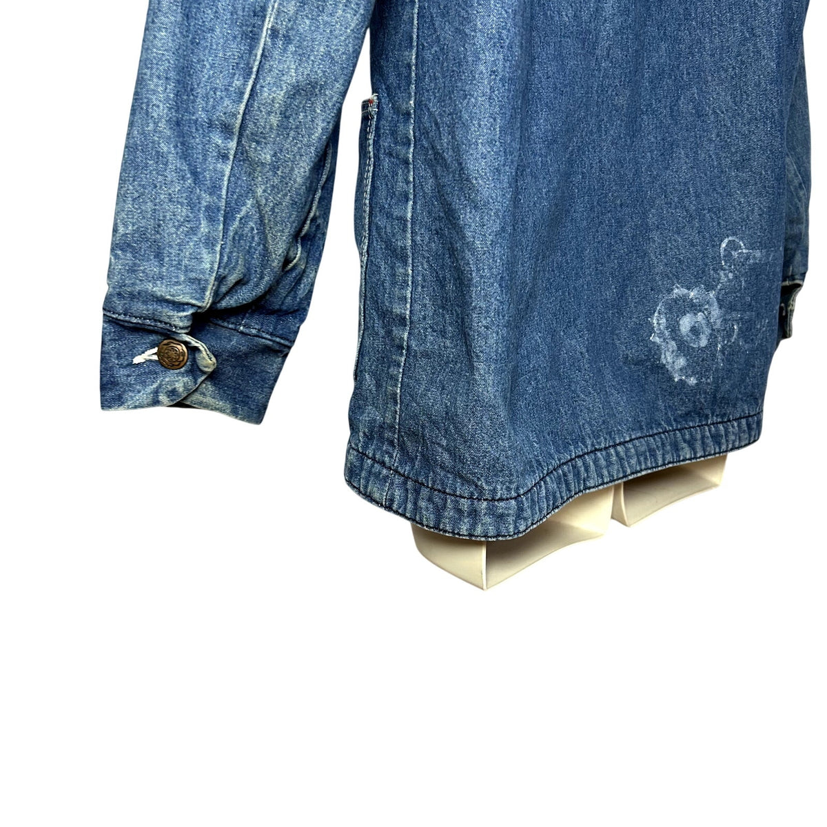 VTG 70s Big Ben Wrangler 36 Blanket Lined Denim Jacket Hand Painted Cow Art Barn