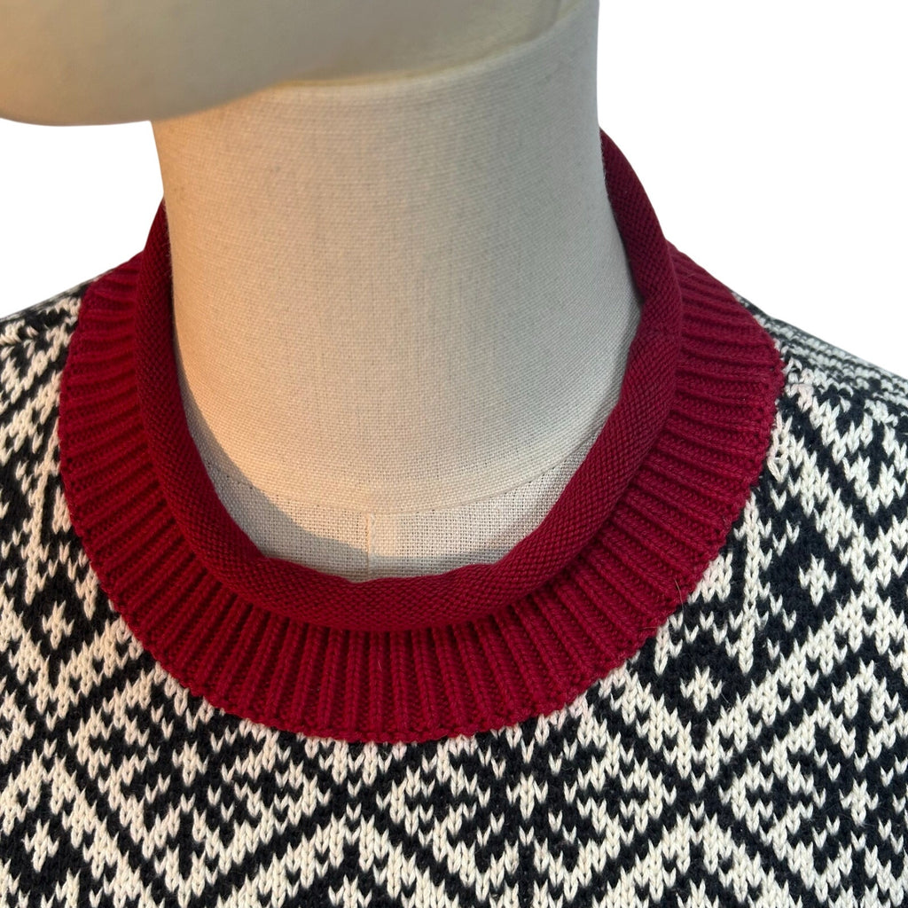 VTG 90s Talbots Large Winter Chalet Snowflake Fringe Knit Pullover Sweater Luxe