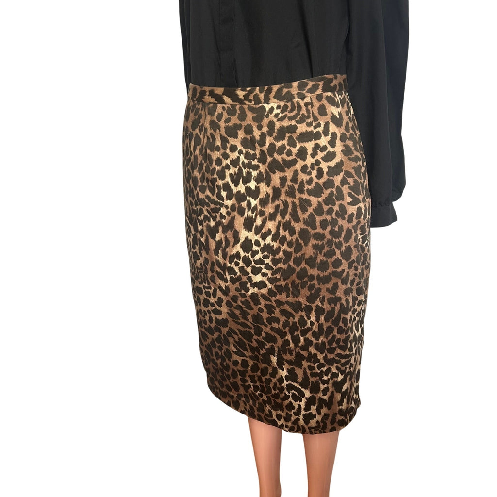 Michael Kors Animal Print Cotton Midi Pencil Skirt 8 Mob Wife Office Siren Chic