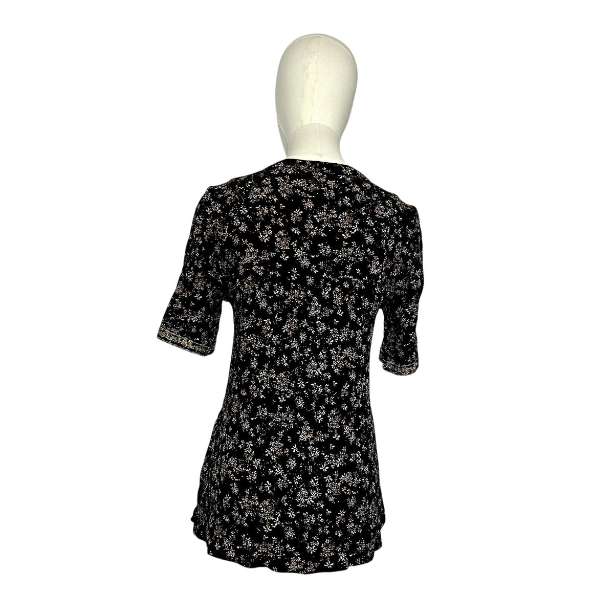 Knox Rose Black Embroidered Boho Floral Tunic Top S Boho Goth Whimsigoth Casual