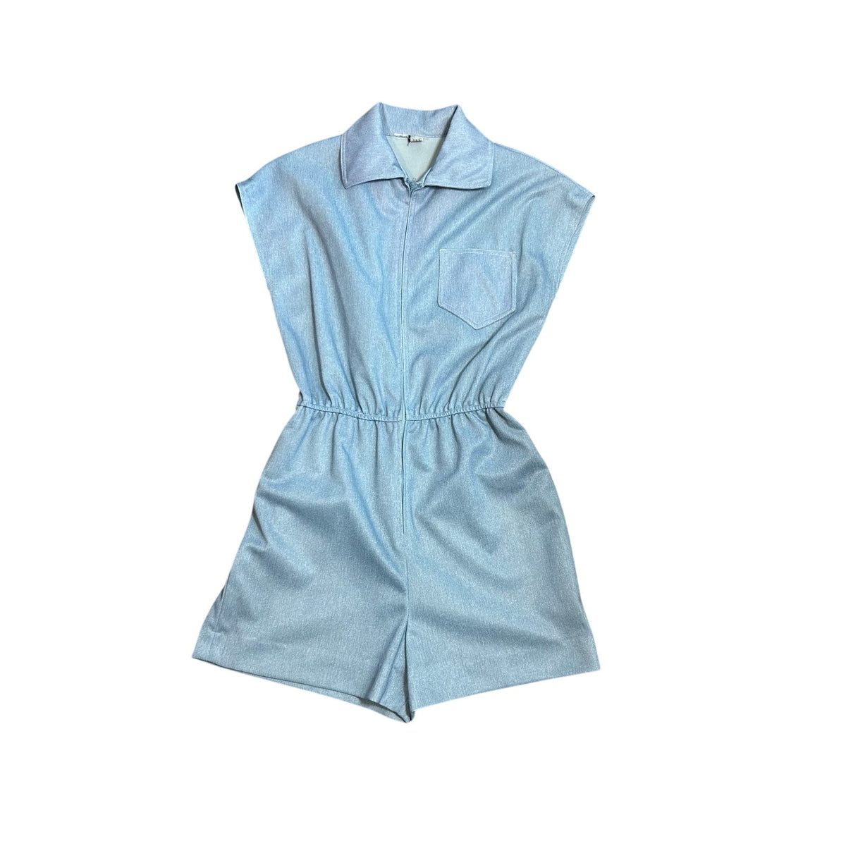 VTG 70s Blue Skirt Romper 2Pc Set Small Retro Preppy Twee Casual Indie Sleaze