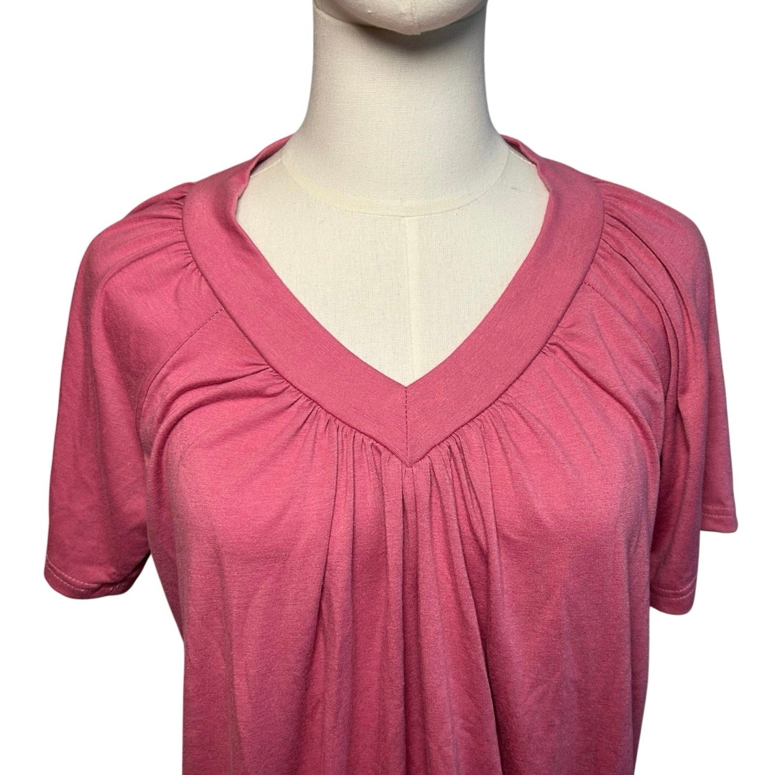 NWT Dokotoo Pink Slub Jersey Cinched V-Neck Top Small Casual Loungewear Boho