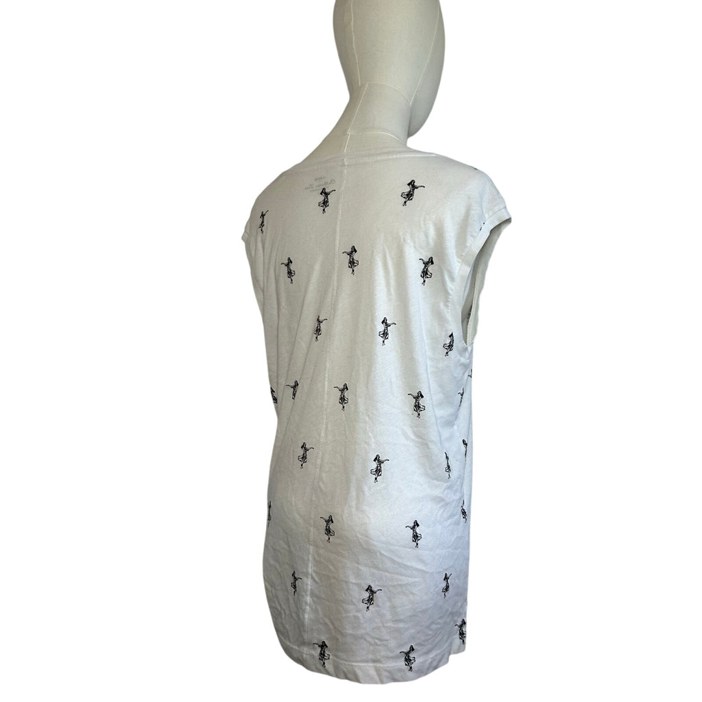 J.CREW Collection Tees Hula Girl Tank Top White Large Casual Hawaii Summer Boho