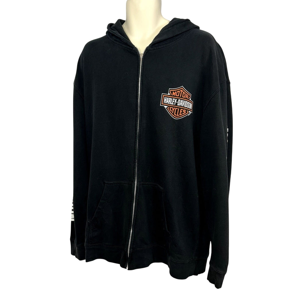 Harley-Davidson XL House of Harley 2013 Black Graphic Full Zip Biker Hoodie