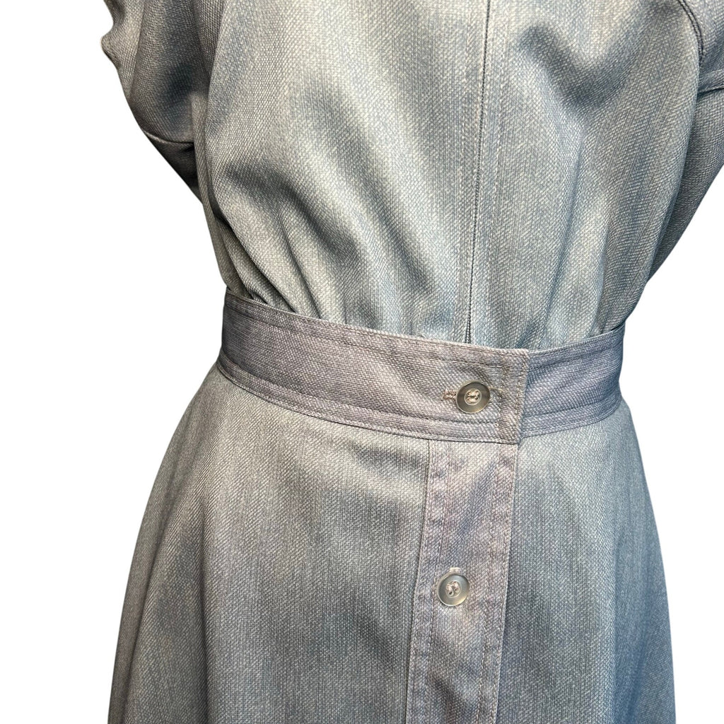 VTG 70s Blue Skirt Romper 2Pc Set Small Retro Preppy Twee Casual Indie Sleaze