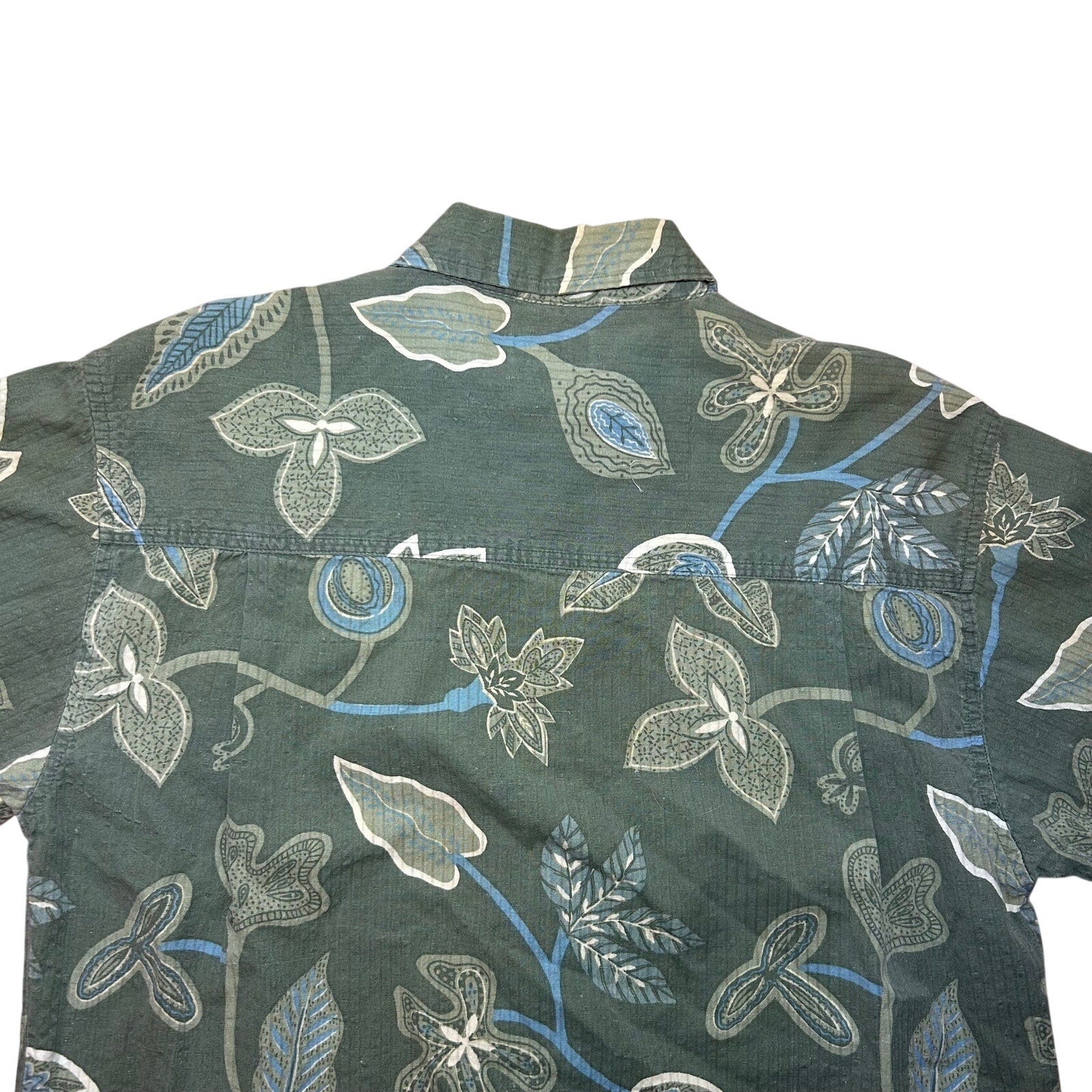 VTG Y2K Arizona Jean Co S Green Seersucker Button Down Shirt Casual Streetwear