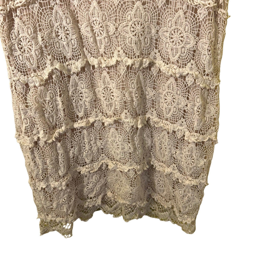 JLo Collection Lace Mini Dress Womens XL Cream Boho Y2K 2010s Whimsygoth