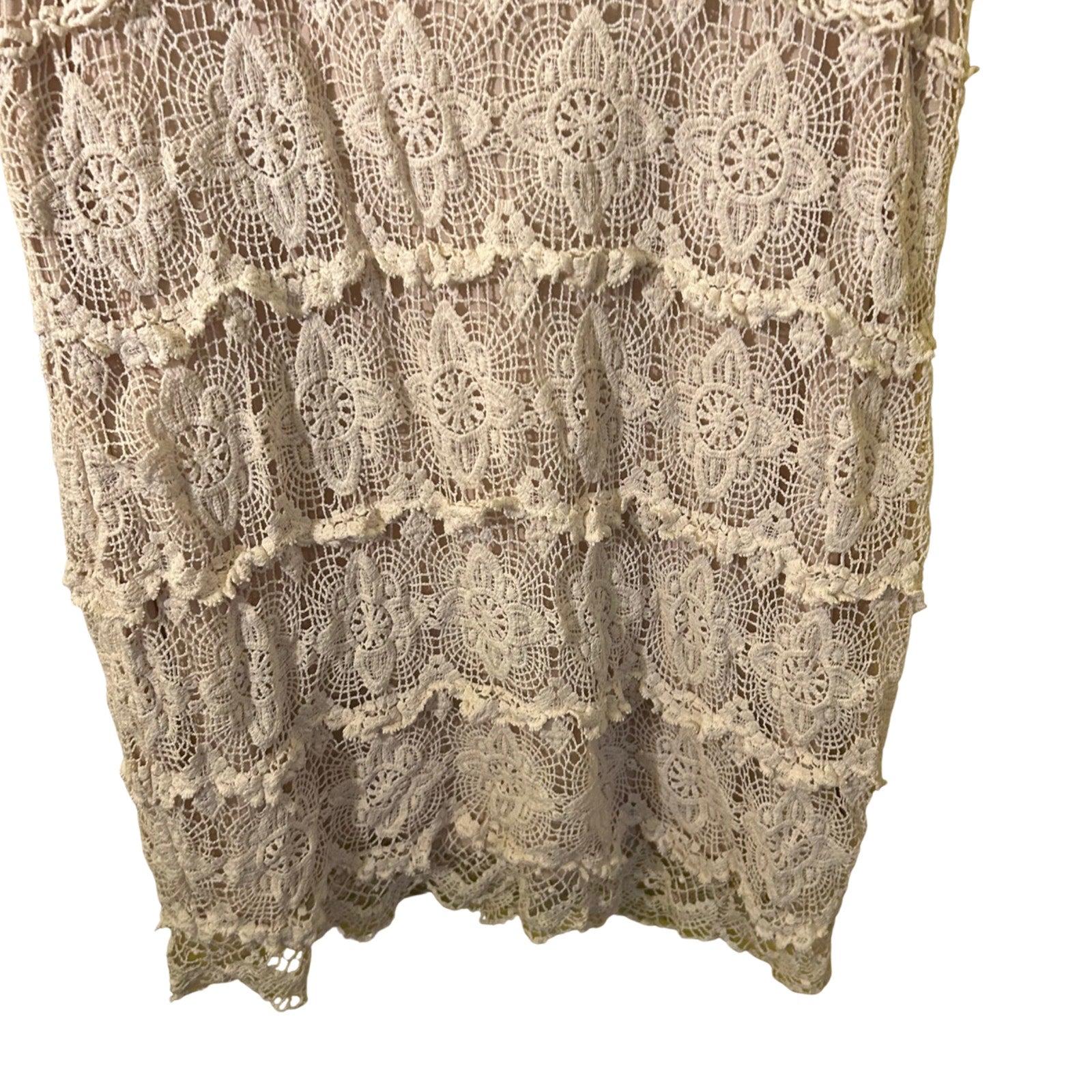 JLo Collection Lace Mini Dress Womens XL Cream Boho Y2K 2010s Whimsygoth