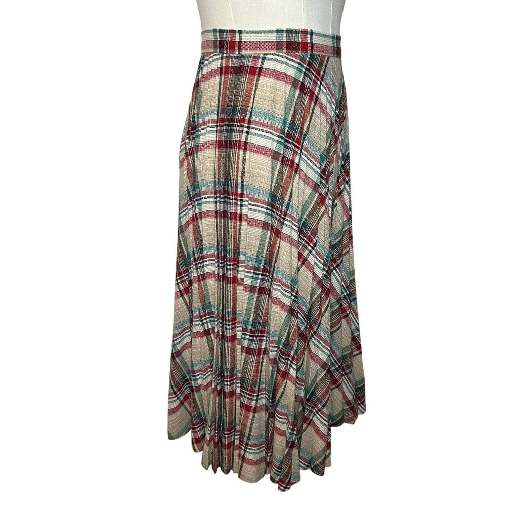 VTG 70s Pan-Her Plaid Pleated Skirt XS Preppy Dark Academia Twee Indie Retro