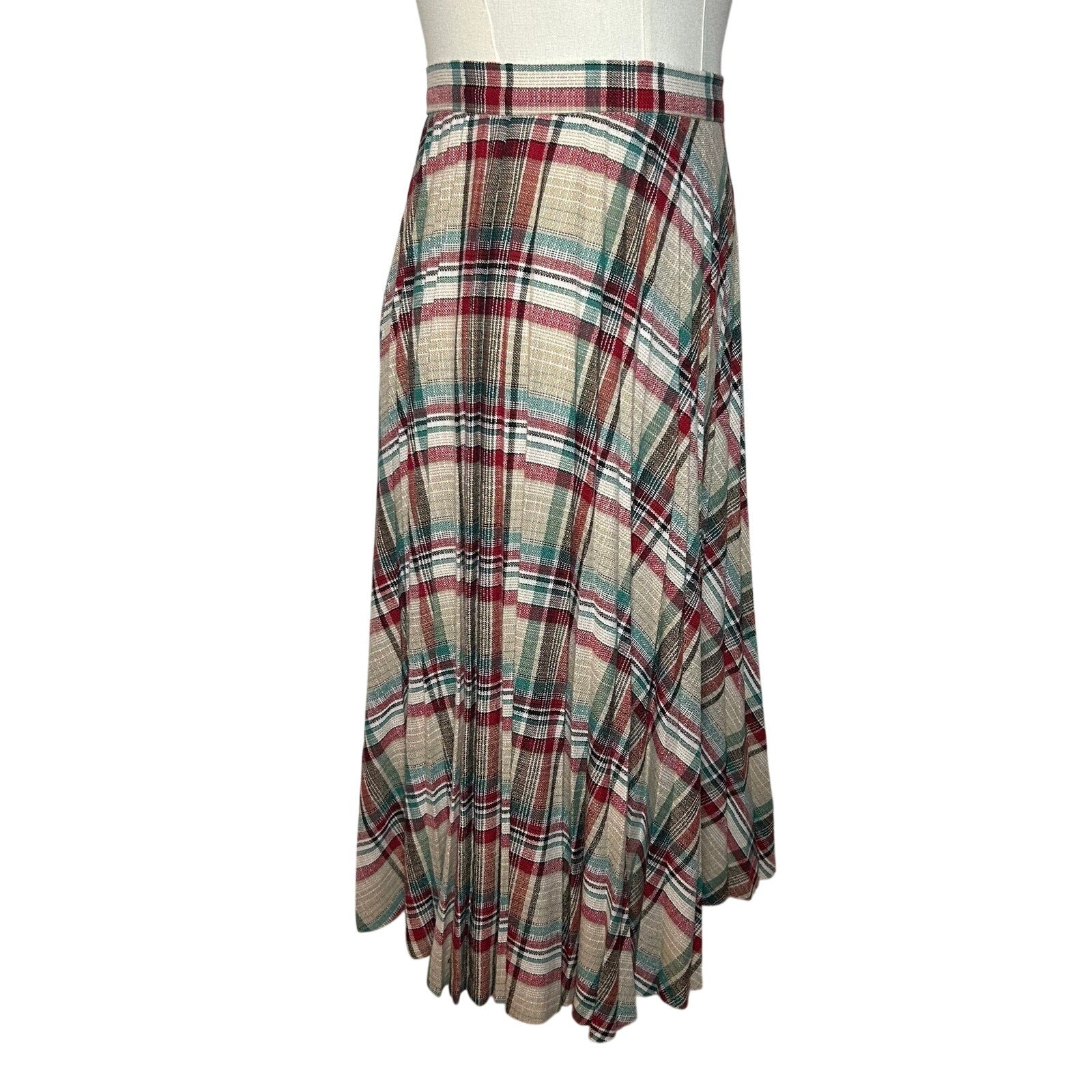 VTG 70s Pan-Her Plaid Pleated Skirt XS Preppy Dark Academia Twee Indie Retro