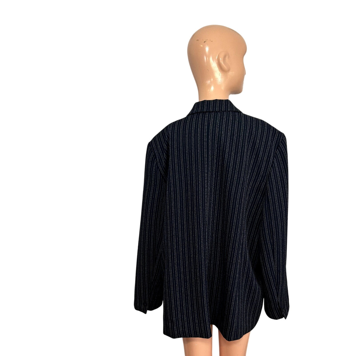 Karen Scott 18 Navy Blue Pinstripe Single Breasted Lined Career Blazer Jacket