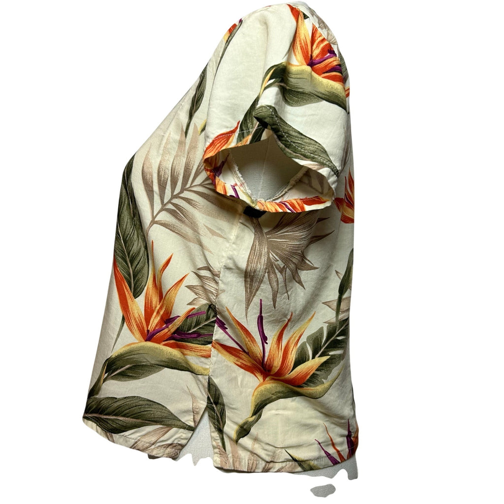 VTG Paradise Found Bird of Paradise Rayon Crop Top Made in Hawaii XS