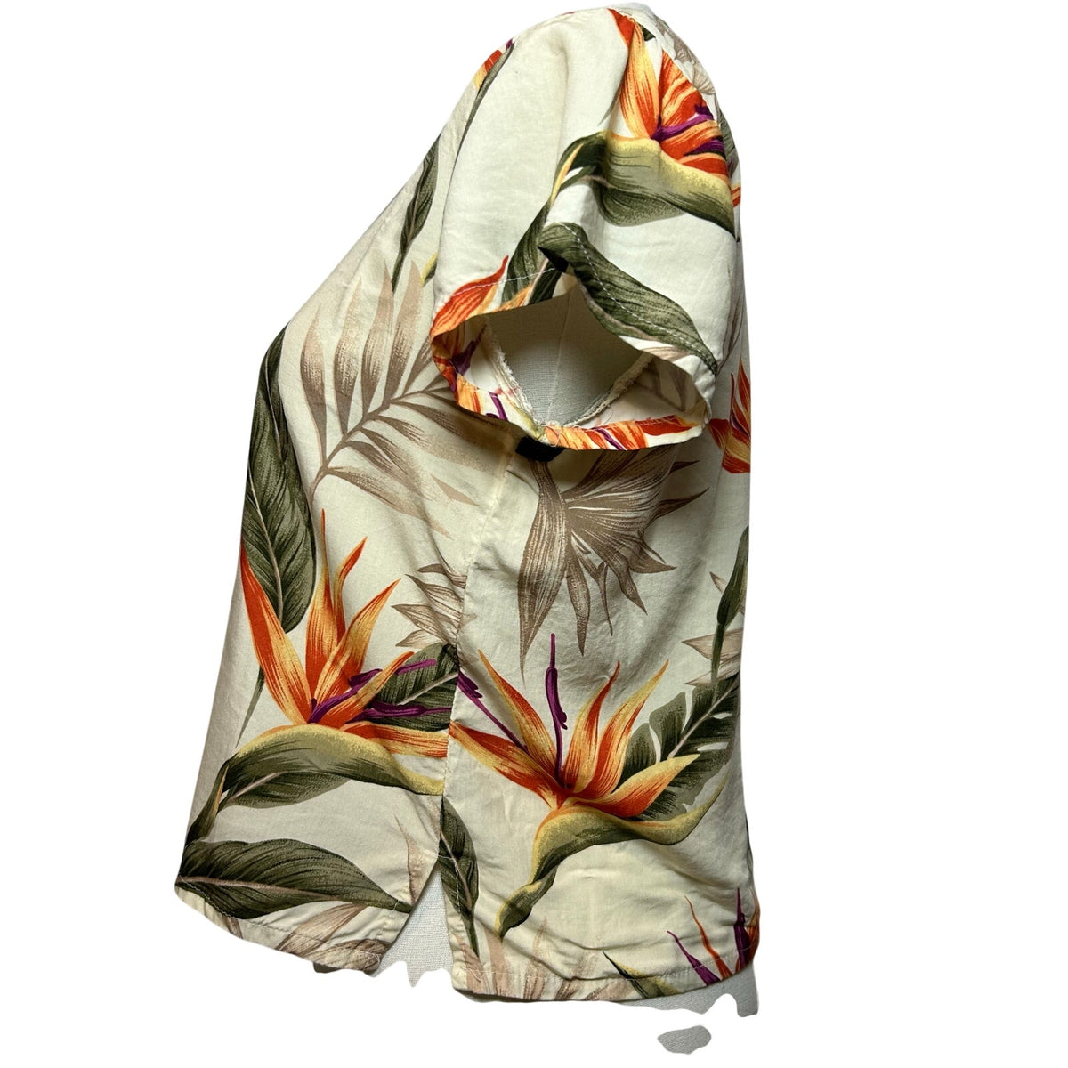 VTG Paradise Found Bird of Paradise Rayon Crop Top Made in Hawaii XS