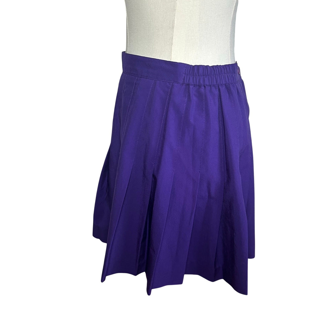 VTG 80s Lejay Purple Pleated Mini Skirt M Tennis Activewear Preppy Retro Casual