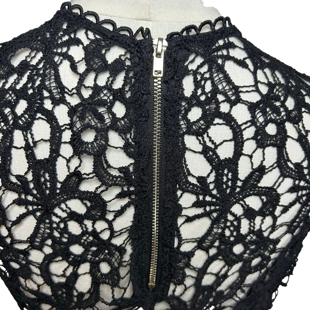 Black Sheer Lace Sleeveless Top Metal Zip Goth Glam S Whimsigoth Coquette Grunge