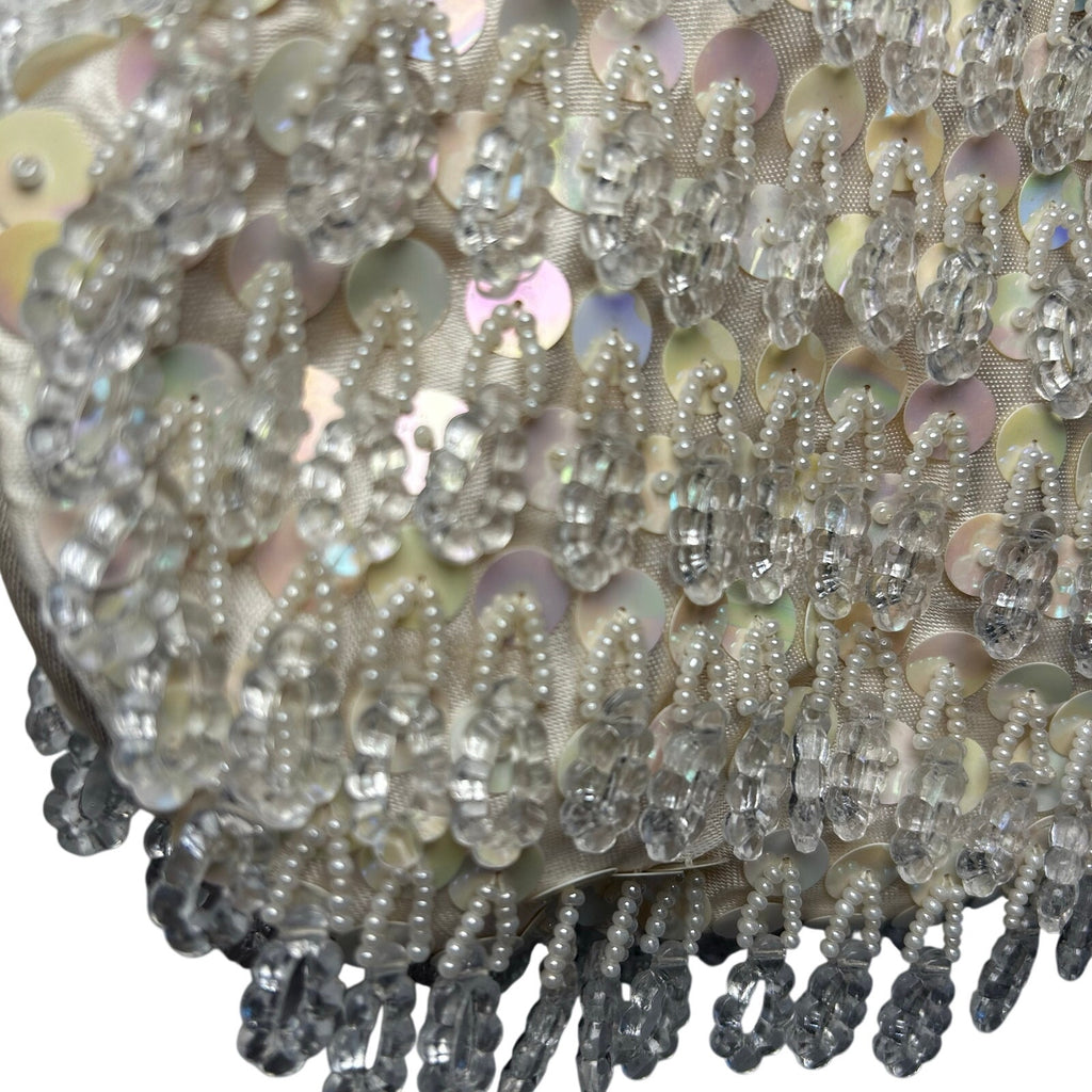 VTG 70s Flapper Bag Beaded Sequin Kiss Lock Clutch Purse Handbag Glam Retro Twee