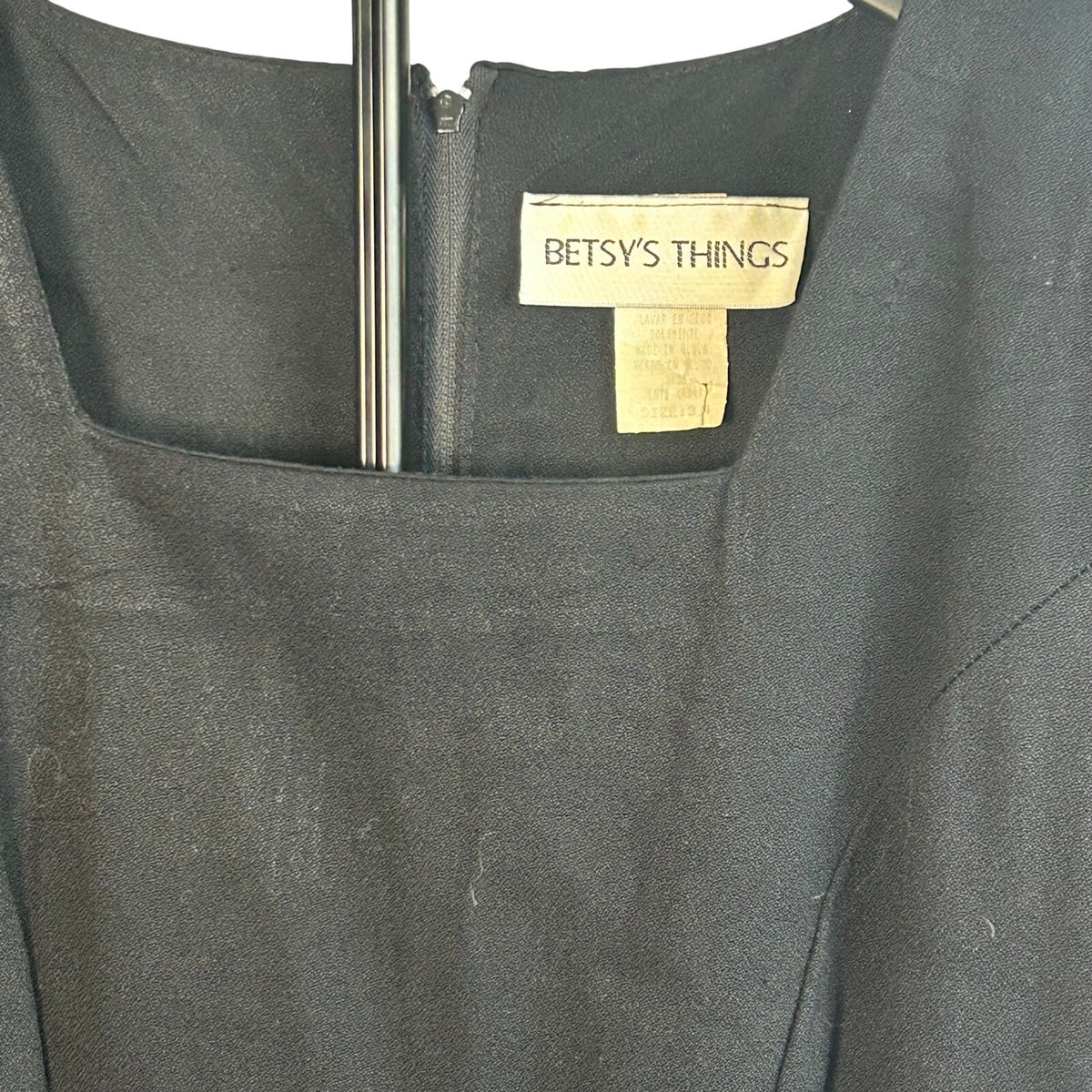 VTG 90s Betsy’s Things Floral Applique Sheath Dress Black Made in USA Size 3/4