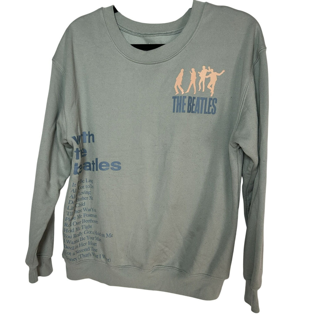 The Beatles With The Beatles Album Graphic Crewneck Sweater Sage Green Medium