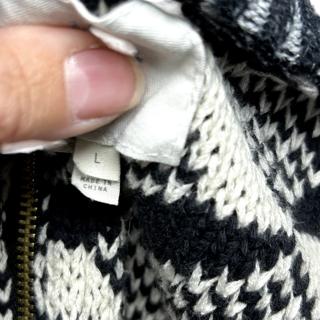 Anthropologie HWR Black White Zip Back Cotton L Sweater Vest Dark Academia Chic