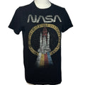 NASA Space Shuttle Graphic Black Cotton T-Shirt M Grunge Y2K Geek Science Retro