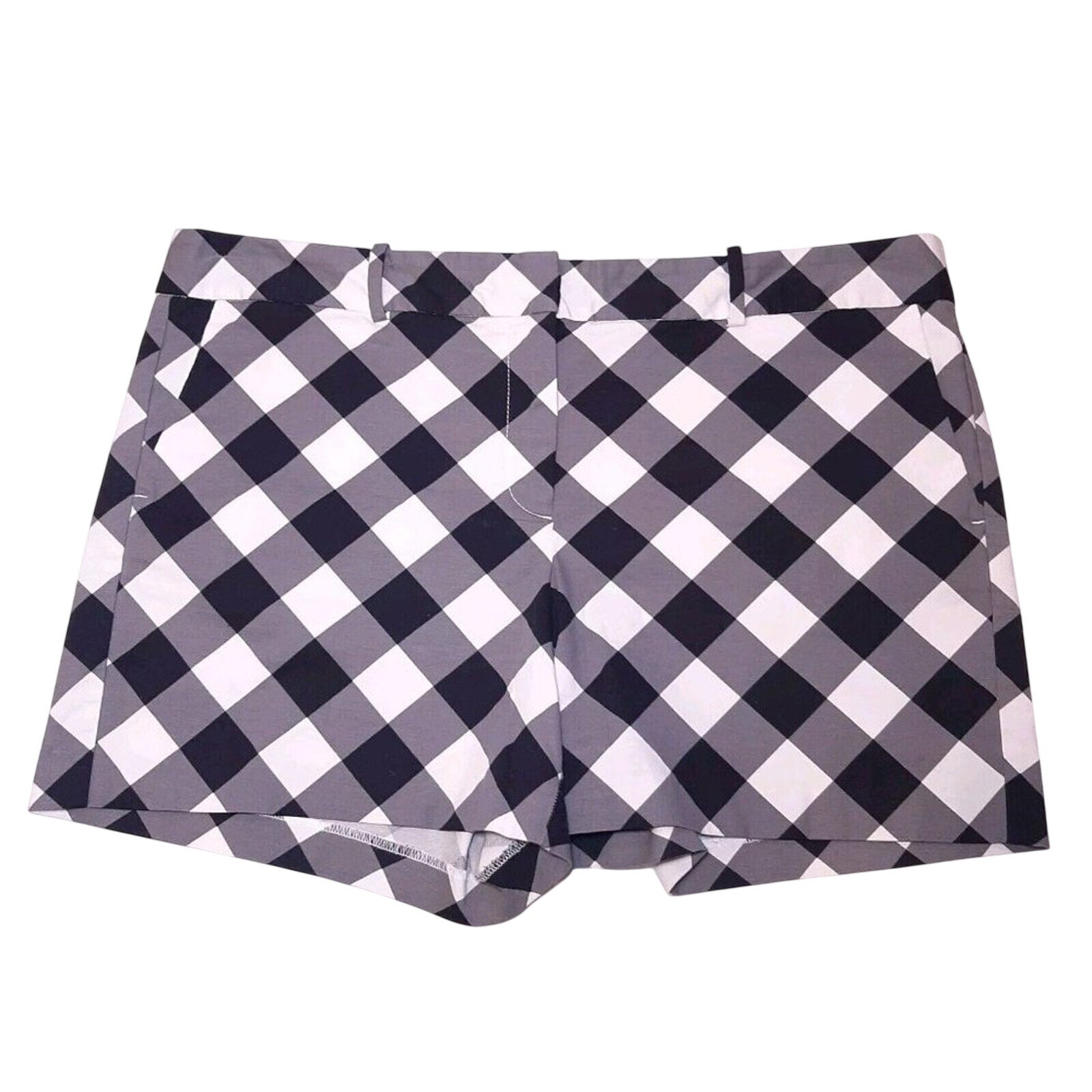 Ann Taylor Factory Black White Gingham Shorts Plus Size 16 Cotton Like New