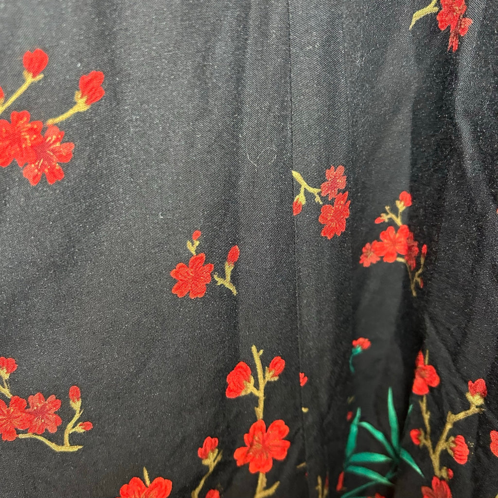 R&K Originals Rayon Black Red Floral Petite M Dress Grunge Retro Whimsigoth Boho