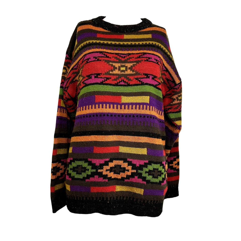 VTG 90s Hastings & Smith M Southwestern Aztec Cable Knit Crewneck Sweater