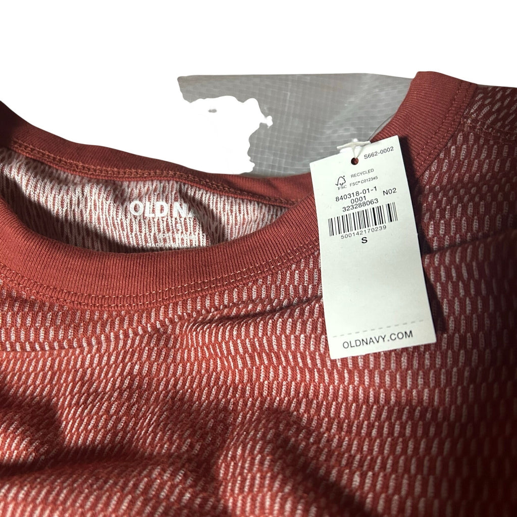 Old Navy Soft Washed Thermal Crew Neck Shirt Mens Small NWT Rust Orange Waffle