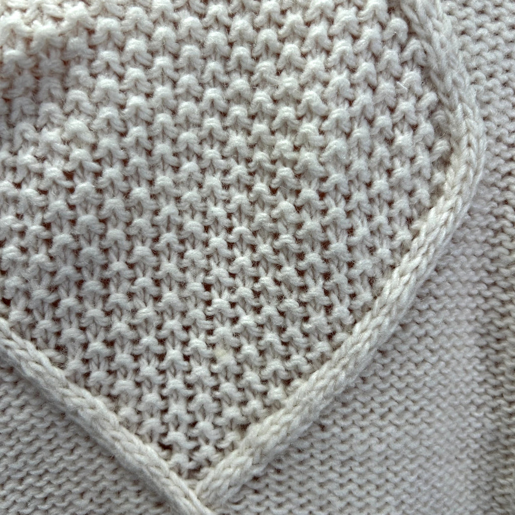 SugarLips M White Knit Fair Isle Fringe Fisherman Sweater Boho Chic Cottage