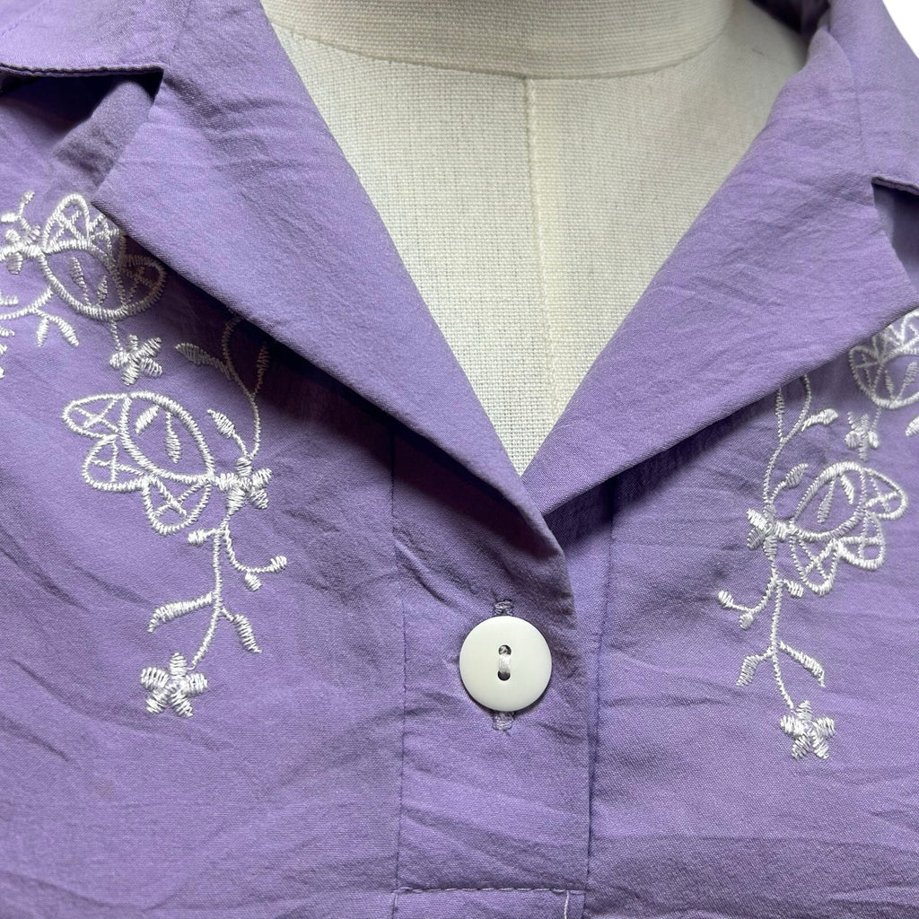 VTG 90s BonWorth Embroidered Floral Pullover Windbreaker Purple Small Gorpcore